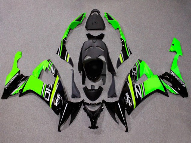 Kawasaki ZX10R Motorrad Verkleidung 2008-2010 - Grun Weiss Glanzendes Schwarz
