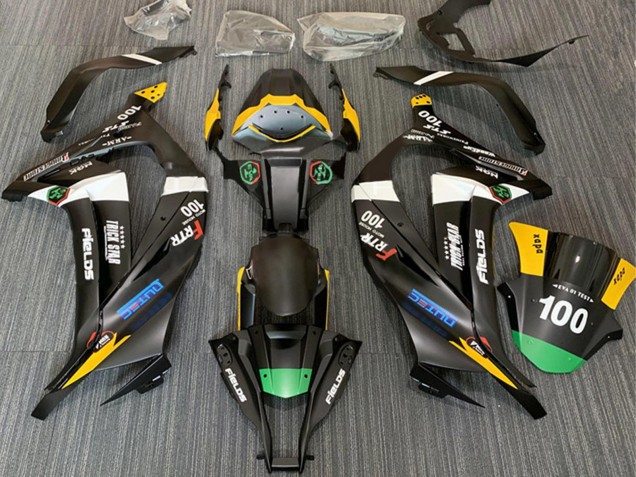 Kawasaki ZX10R Motorrad Verkleidung 2011-2015 - Matt Schwarz Weiss Gelb Grun Elf Trick Star Frtr 100