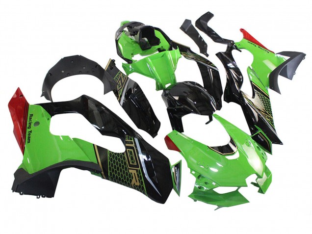 Kawasaki ZX10R Motorrad Verkleidung 2021-2025 - Grun Schwarz Rot Bienenwabe