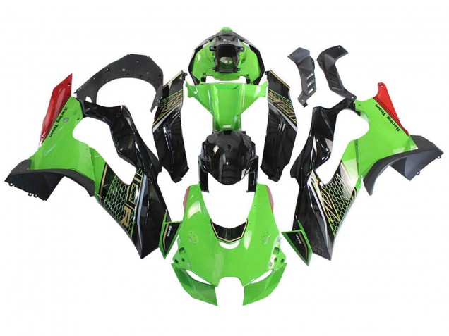 Kawasaki ZX10R Motorrad Verkleidung 2021-2025 - Grun Schwarz Rot Bienenwabe