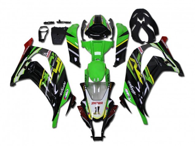 Kawasaki ZX10R Motorrad Verkleidung 2011-2015 - Grun Gelb Glanzendes Schwarz Rot Showr 1