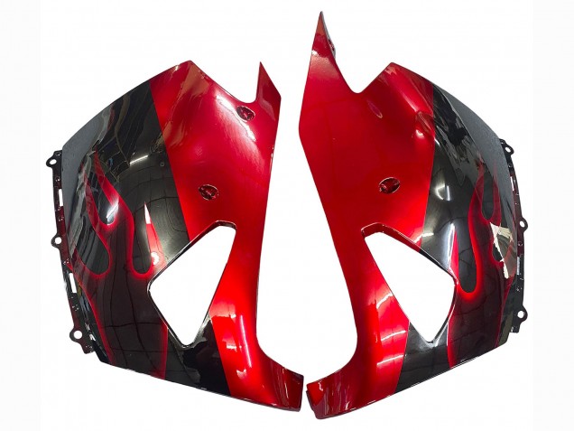 Kawasaki ZX14R ZZR1400 Motorrad Verkleidung Kit 2006-2011 - Glanzendes Schwarz Rot Flamme