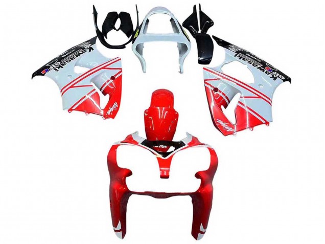 Kawasaki ZX6R Motorrad Verkleidung 2000-2002 - Weiss Rot Schwarz