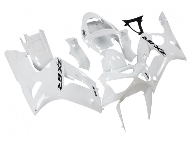Kawasaki ZX6R Motorrad Verkleidung 2003-2004 - Weiss Schwarz Aufkleber