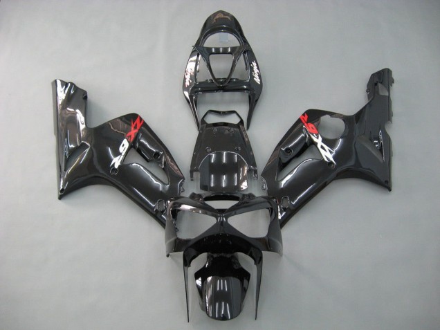Kawasaki ZX6R Motorrad Verkleidung 2003-2004 - Glanzendes Schwarz