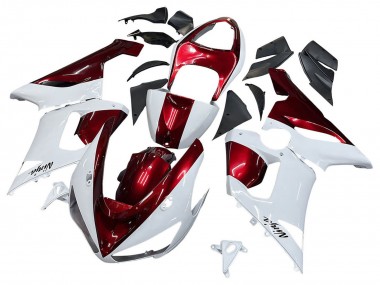 Kawasaki ZX6R Motorrad Verkleidung 2005-2006 - Weiss Rot