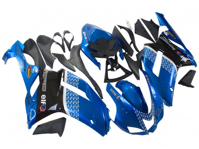 Kawasaki ZX6R Motorrad Verkleidung 2007-2008 - Schwarz Blauer Elf