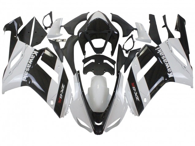 Kawasaki ZX6R Motorrad Verkleidung 2007-2008 - Weiss Schwarz
