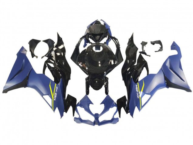Kawasaki ZX6R Motorrad Verkleidung 2009-2012 - Blau Glanzendes Schwarz Gelb