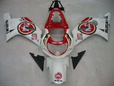 Suzuki GSXR1000 Motorrad Verkleidung 2000-2002 - Weiss Rot Lucky Strike