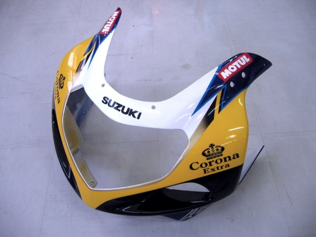 Suzuki GSXR1000 Motorrad Verkleidung 2000-2002 - Gelb Dunkel Blau Weiss Motul Corona