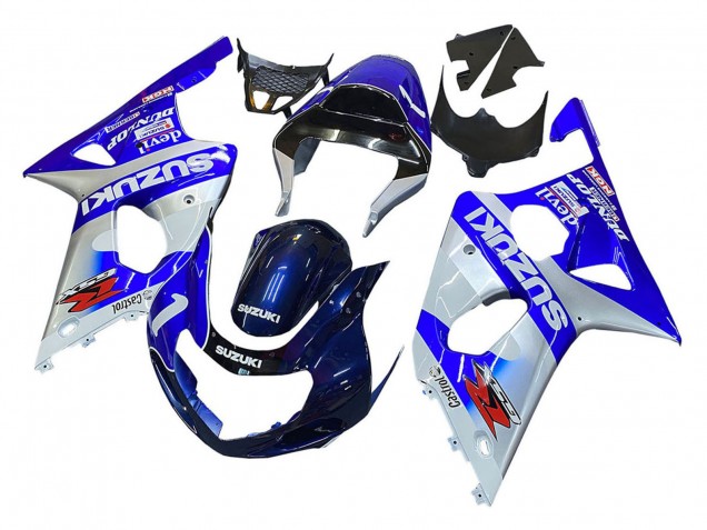 Suzuki GSXR1000 Motorrad Verkleidung 2000-2002 - Blau Weiss Silber Castrol Dunlop