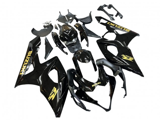 Suzuki GSXR 1000 Motorrad Verkleidung 2005-2006 - Glanzendes Schwarz Gold Aufkleber