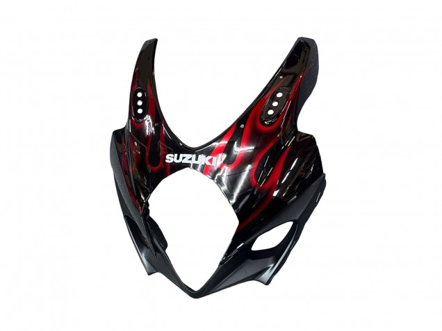 Suzuki GSXR 1000 Motorrad Verkleidung 2007-2008 - Schwarz Rot Flamme