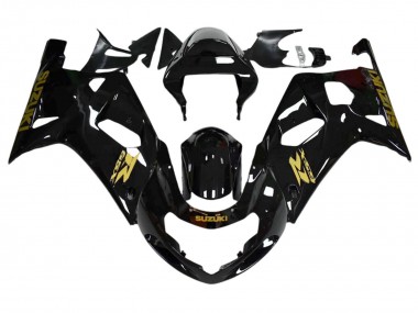 Suzuki GSXR 600 / GSXR 750 Motorrad Verkleidung 2001-2003 - Glanzendes Schwarz Gold Aufkleber