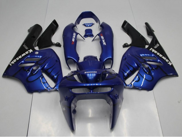 Kawasaki ZX9R Motorrad Verkleidung 1994-1997 - Blau Schwarz Flamme