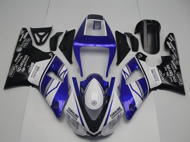 Yamaha YZF R1 Motorrad Verkleidung 1998-1999 - Blau Weiss Glanzendes Schwarz Yamalube Motards