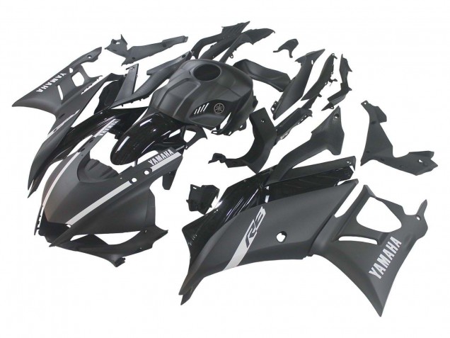 Yamaha YZF R3/R25 Motorrad Verkleidung 2019-2021 - Matt Schwarz Silber