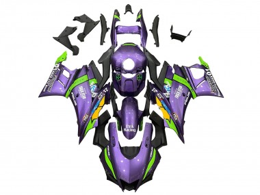 Yamaha YZF R3/R25 Motorrad Verkleidung 2019-2021 - Lila Grun Weiss EVA Rennen
