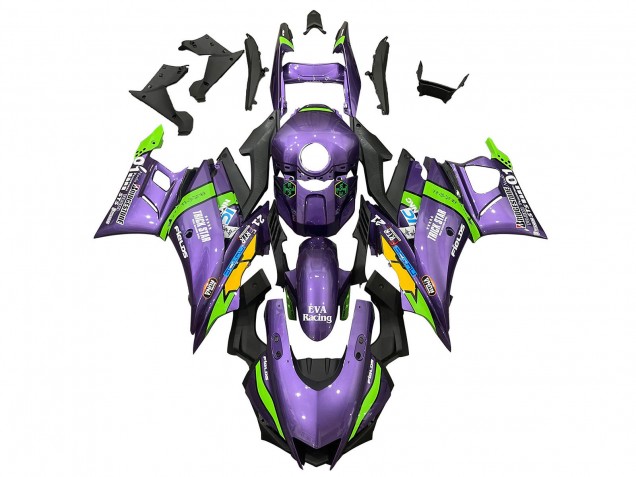 Yamaha YZF R3/R25 Motorrad Verkleidung 2019-2021 - Lila Grun Weiss EVA Rennen