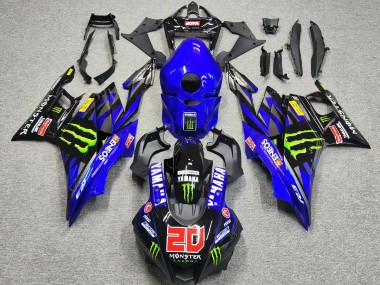 Yamaha YZF R3/R25 Motorrad Verkleidung 2022-2024 - Blau Grun Schwarz Monster ENEOS 20
