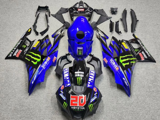 Yamaha YZF R3/R25 Motorrad Verkleidung 2022-2024 - Blau Grun Schwarz Monster ENEOS 20