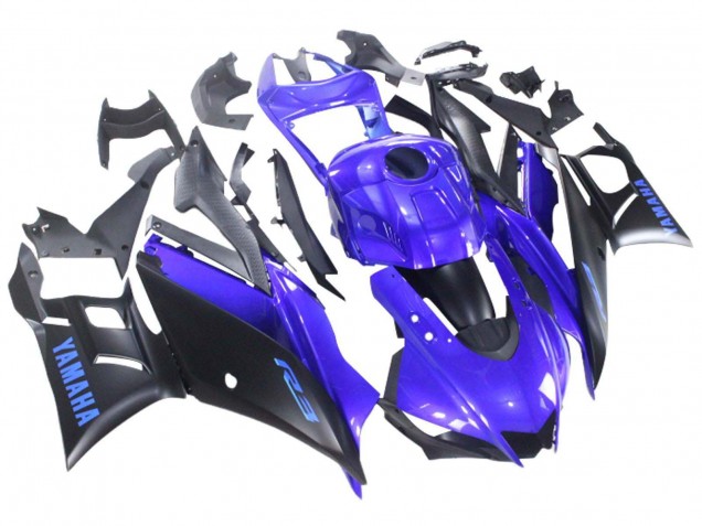 Yamaha YZF R3/R25 Motorrad Verkleidung 2022-2024 - Blau Matt Schwarz