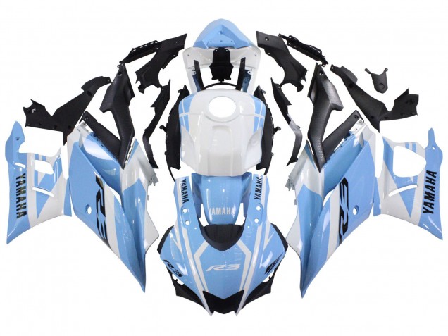 Yamaha YZF R3/R25 Motorrad Verkleidung 2022-2024 - Weiss Hellblau