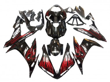 Yamaha YZF 1000 R1 Motorrad Verkleidung 2004-2006 - Glanzendes Schwarz Rot Flamme