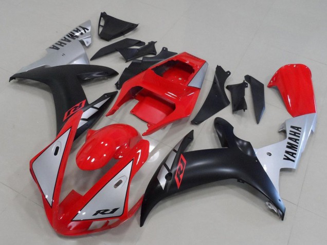 Yamaha YZF R1 Motorrad Verkleidung 2002-2003 - Rot Silber Matt Schwarz