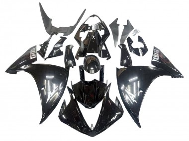 Yamaha YZF 1000 R1 Motorrad Verkleidung 2009-2011 - Glanzendes Schwarz Weiss Aufkleber