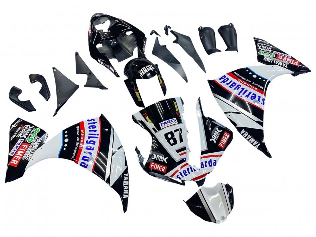 Yamaha YZF 1000 R1 Motorrad Verkleidung 2012-2014 - Glanzendes Schwarz Weiss Rot Fimer Yamalube Sterilgarda 87