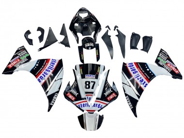 Yamaha YZF 1000 R1 Motorrad Verkleidung 2012-2014 - Glanzendes Schwarz Weiss Rot Fimer Yamalube Sterilgarda 87