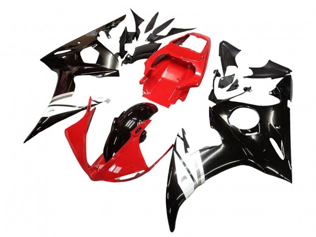 Yamaha YZF R6S Motorrad Verkleidung 2006-2009 - Rot Weiss Glanzendes Schwarz