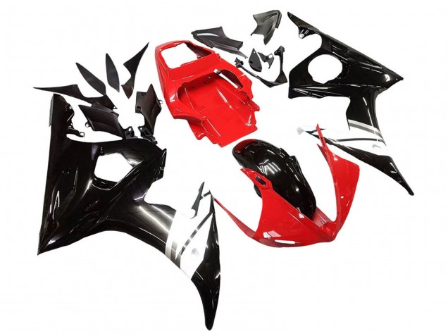 Yamaha YZF R6S Motorrad Verkleidung 2006-2009 - Rot Weiss Glanzendes Schwarz