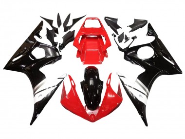 Yamaha YZF R6S Motorrad Verkleidung 2006-2009 - Rot Weiss Glanzendes Schwarz