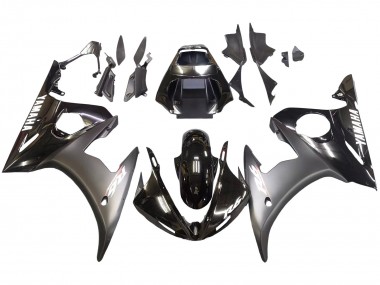 Yamaha YZF R6S Motorrad Verkleidung 2006-2009 - Glanzendes Schwarz Matt Schwarz Weiss Aufkleber