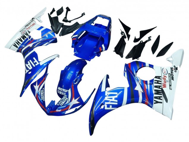Yamaha YZF R6S Motorrad Verkleidung 2006-2009 - Weiss Blau Fiat Motul Kastinee