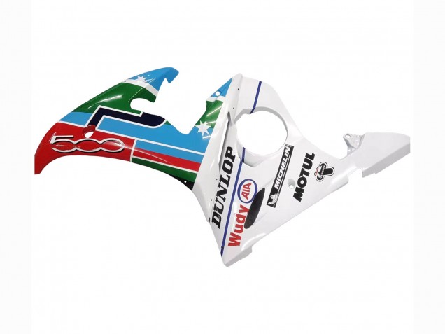 Yamaha YZF R6S Motorrad Verkleidung 2006-2009 - Weiss Blau Grun Rot Kastinee Dunlop Motul