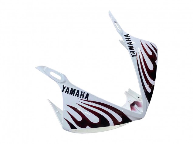 Yamaha YZF R6S Motorrad Verkleidung 2006-2009 - Weiss mit Dunkel Schwarz Flamme