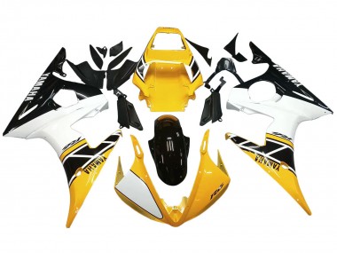 Yamaha YZF R6S Motorrad Verkleidung 2006-2009 - Gelb Weiss Glanzendes Schwarz