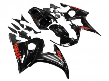 Yamaha YZF R6S Motorrad Verkleidung 2006-2009 - Glanzendes Schwarz Rot