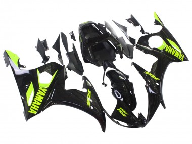 Yamaha YZF R6S Motorrad Verkleidung 2006-2009 - Glanzendes Schwarz Neon Gelb