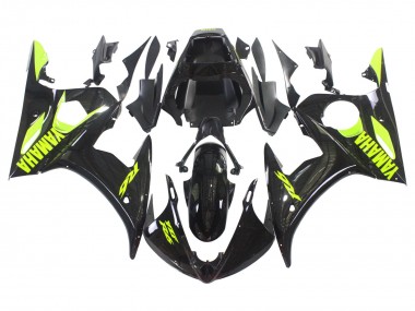 Yamaha YZF R6S Motorrad Verkleidung 2006-2009 - Glanzendes Schwarz Neon Gelb