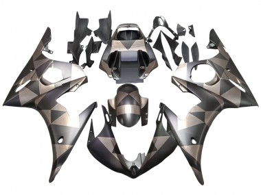 Yamaha YZF R6S Motorrad Verkleidung 2006-2009 - Grau Matt Schwarz Geometric