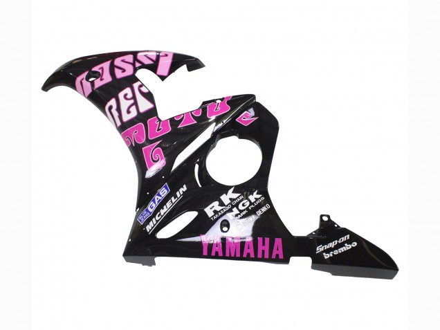 Yamaha YZF R6S Motorrad Verkleidung 2006-2009 - Gelb Rosa Glanzendes Schwarz Rossi Repsol 46
