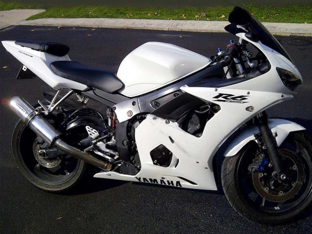 Yamaha YZF R6S Motorrad Verkleidung 2006-2009 - Weiss Schwarz Aufkleber