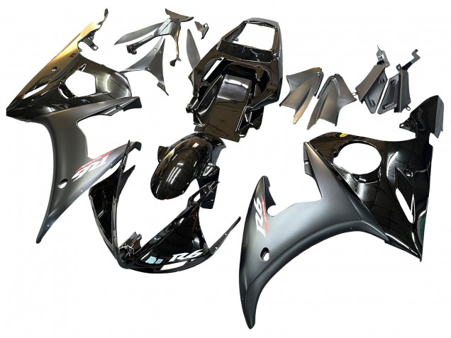 Yamaha YZF R6S Motorrad Verkleidung 2006-2009 - Glanzendes Schwarz Matt Schwarz Gold Chameleon