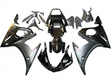 Yamaha YZF R6S Motorrad Verkleidung 2006-2009 - Glanzendes Schwarz Matt Schwarz Gold Chameleon