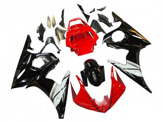Yamaha YZF 600 R6 Motorrad Verkleidung 2005 - Rot Weiss Glanzendes Schwarz